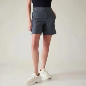 Athleta Voyager Short 100% Linen Granite Blue o